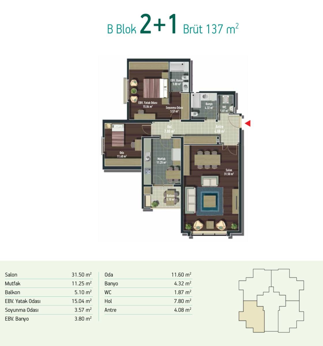 Vaditepe 2+1 121 M Gölet Cephe Köşe Daire 3 Bölge - Fotoğraf 1