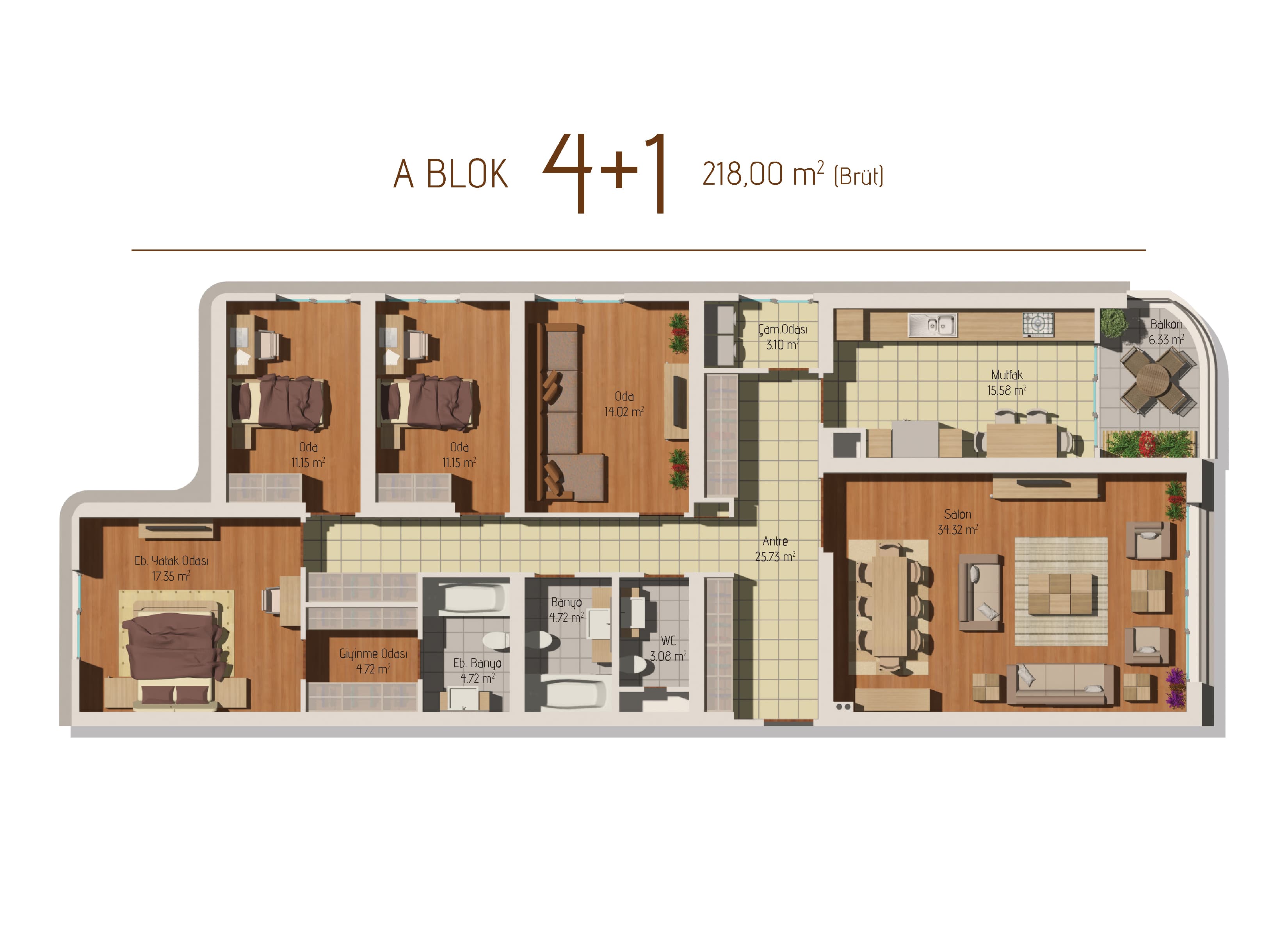 Bizim Evler 6 Gökkuşağı Satılık 4+1 Boş - Fotoğraf 1